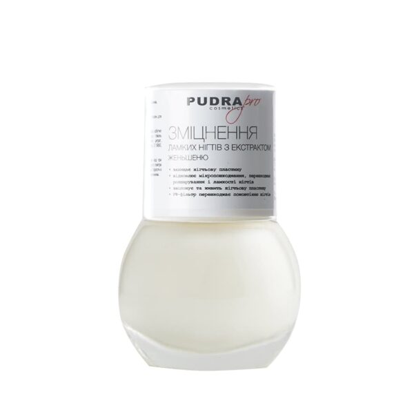 Лак для нігтів PUDRA PRO cosmetics. Зміцнення ламких нігтів з екстрактом женьшеню